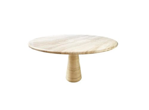 Travertine Pedestal dining table in the spirit of Angelo Mangiarotti Italy