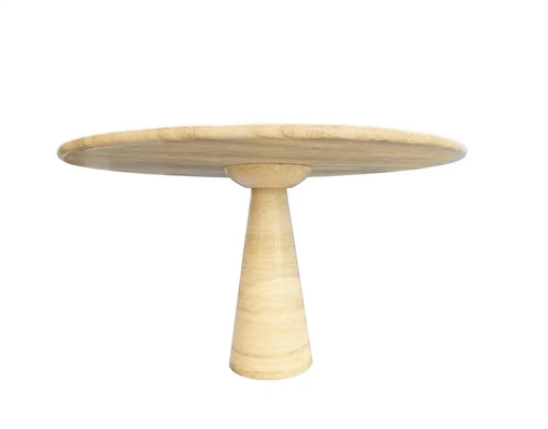 Travertine Pedestal dining table in the spirit of Angelo Mangiarotti Italy