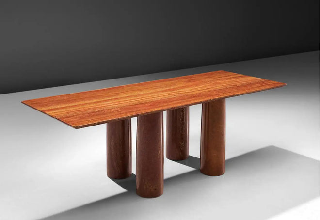 Mario Bellini Il Colonnato Table in Red Travertine for Cassina, Italy