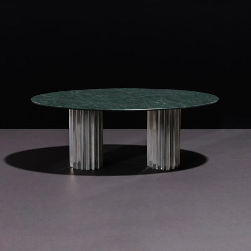 Doris Green Serpentino Marble Oval Dining Table