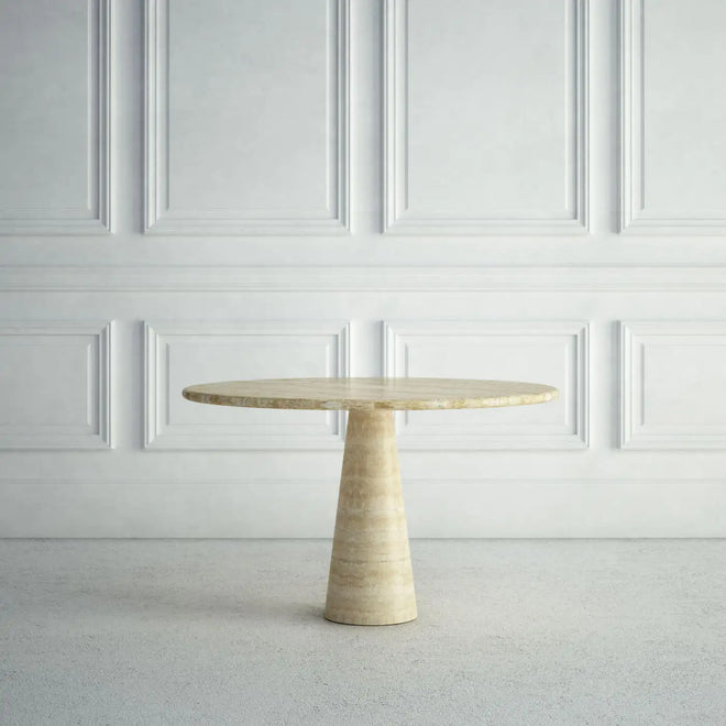 The Margaux: A Modern Small Dining Table with Round Top and a Conical Base