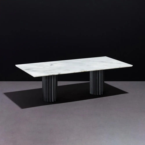 Doris White Carrara Marble Rectangular Dining Table