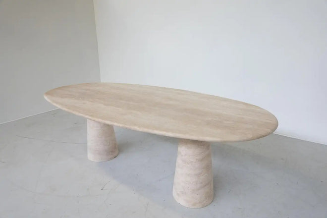 Contemporary Large Travertine Dining Table