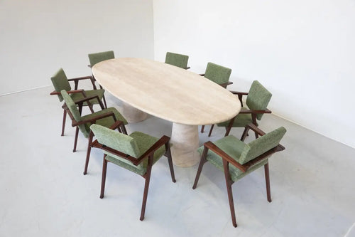 Contemporary Large Travertine Dining Table