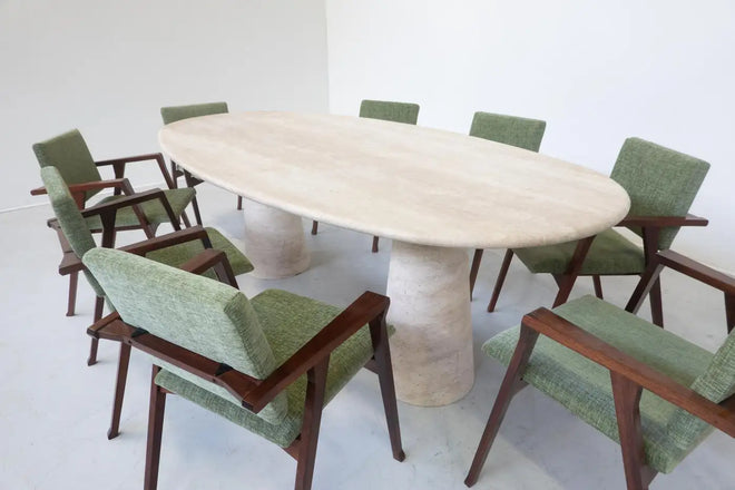 Contemporary Large Travertine Dining Table