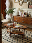 Scalloped flower-shaped cherry wood coffee table