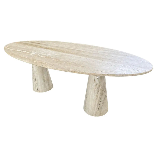 Bespoke Italian Travertine Oval Dining Table