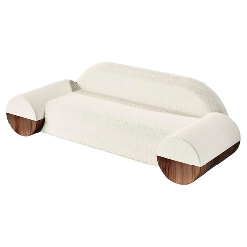 Kasa Sofa Bouclé Cream with Wooden Finishes Version