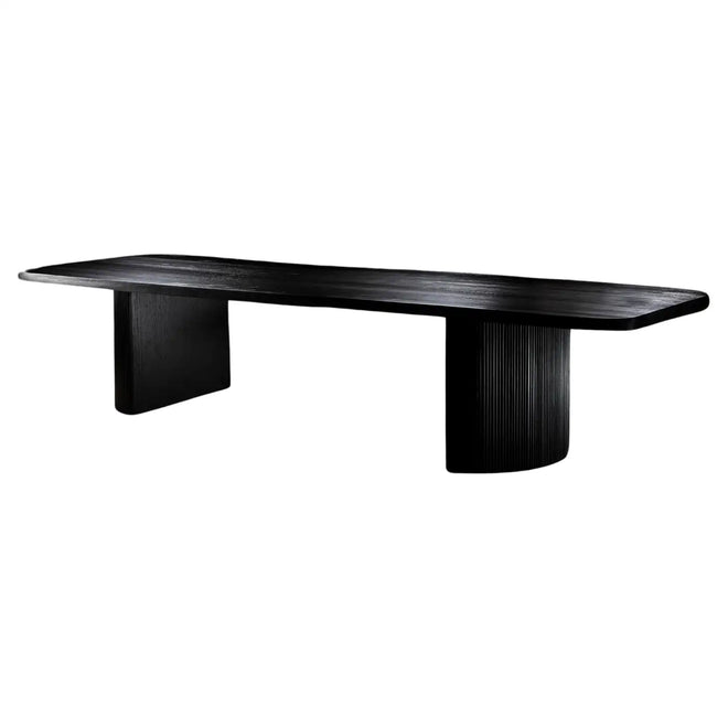 Ad Meliora Black Dining Table with Fluted Detail Base