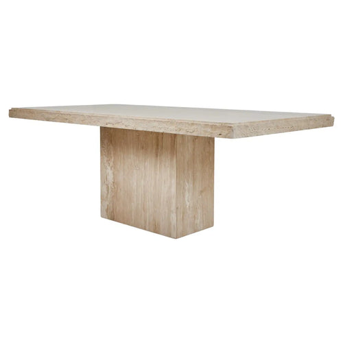 Dante Roman Travertine Dining Table with a Quarry Edge