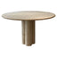 Circular travertine dining table