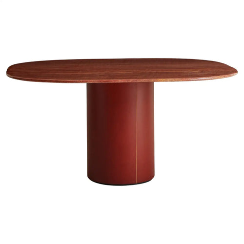 'Tobio' Leather Red Travertine Table