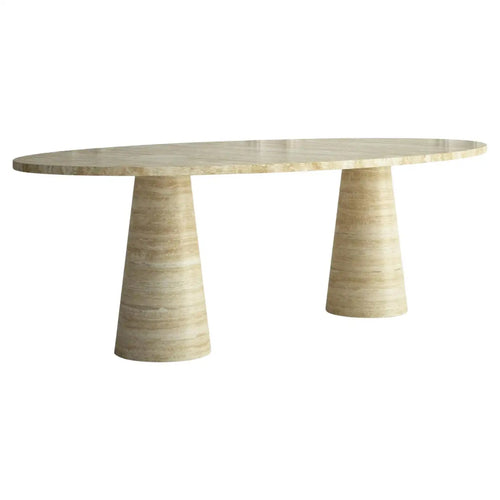 Amandine Modern Dining Table with an Oval Top and Conical Bases