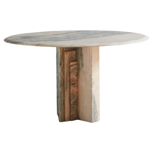 Pink French Marble Dining Table With Tiered Base