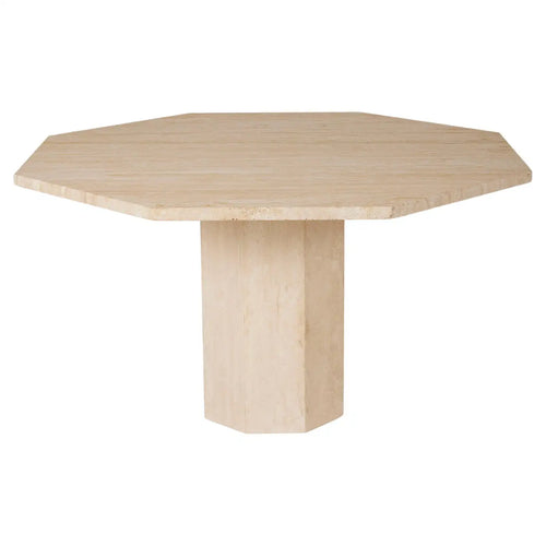 Octagonal travertine table