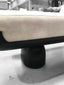 Lincoln Minimal White Velvet Bench With Black Lacquered Base