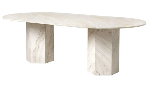 Travertine Dining table with Hexagon Base