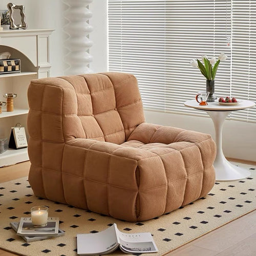 Kashima retro square sugar corduroy designer Yu Jifeng cafe living room lazy single sofa tofu block