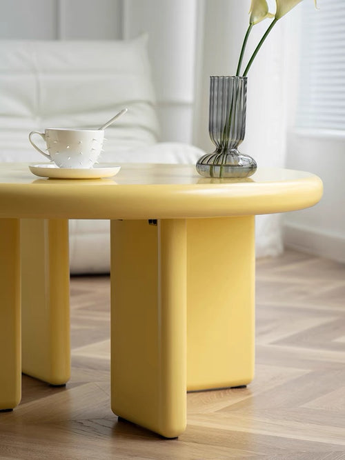 modern simple household oval tea table Nordic Memphis style small apartment living room yellow table