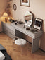 Linnéa luxury cream solid wood dressing table With retractable makeup table - Grey