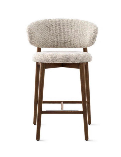 Elio curved backrest linen Bar stool