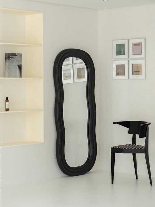 wave floor mirror blogger takes photos French bedroom porch dressing mirror retro style
