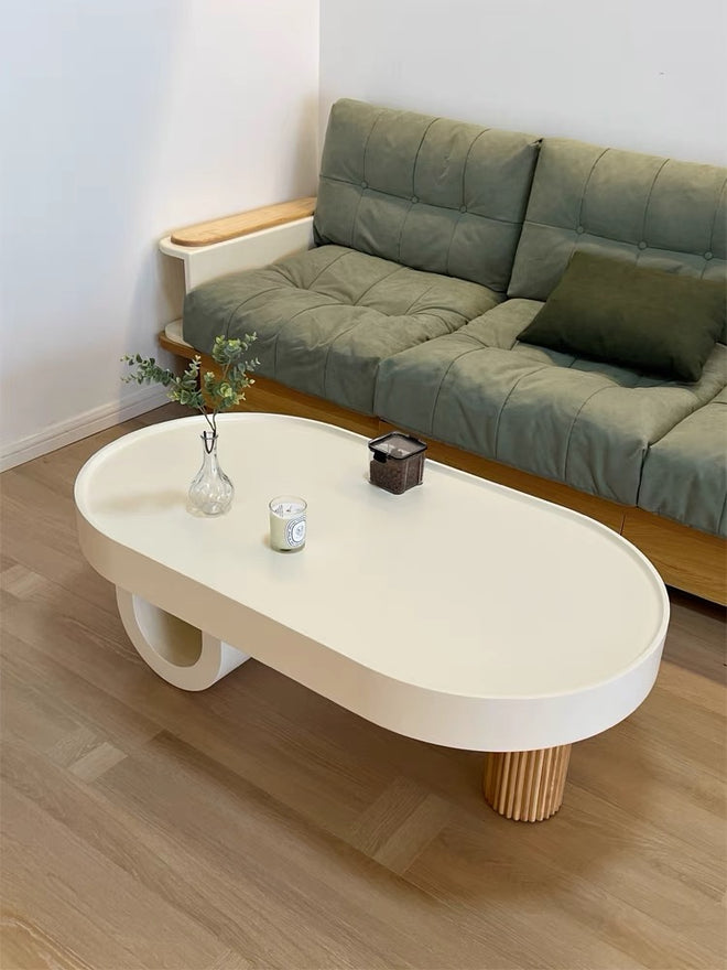 Nordic cream style solid wood living room coffee table silent creative design small apartment simple modern balcony small table