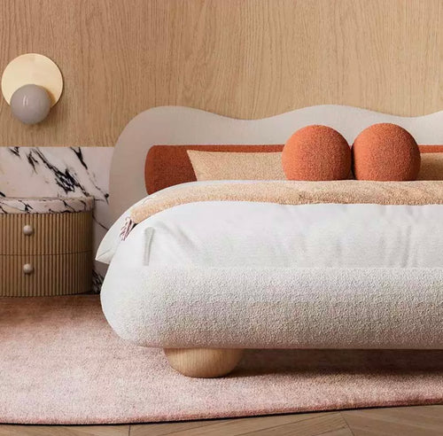 Light luxury ins style cashmere bed Italian minimalist fabric bed modern simple double bed children's bed princess bed