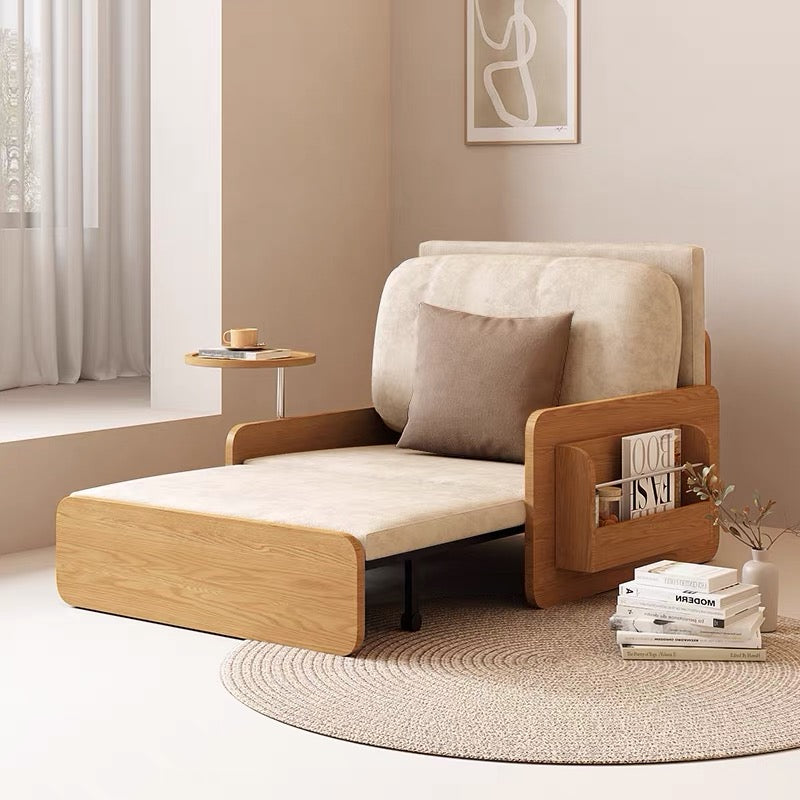 Japanese log style single sofa bed folding dual-use living room bedroo ...