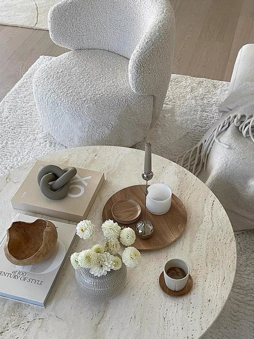 natural cave stone tea table Internet celebrity marble living room Nordic silence French round coffee table