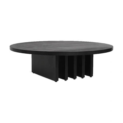 Lishey wind solid wood black coffee table living room household round table mediaeval log tea table small apartment designer