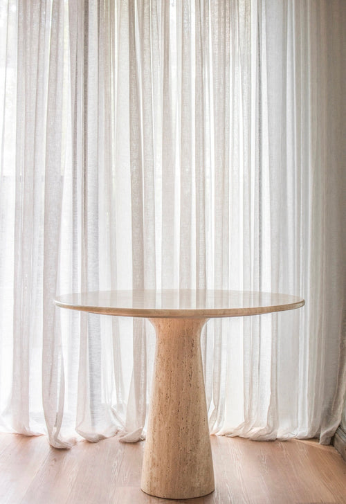 Francesca Natural Travertine Pedestal Round Table