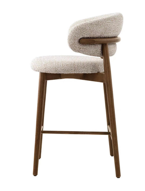 Elio curved backrest linen Bar stool