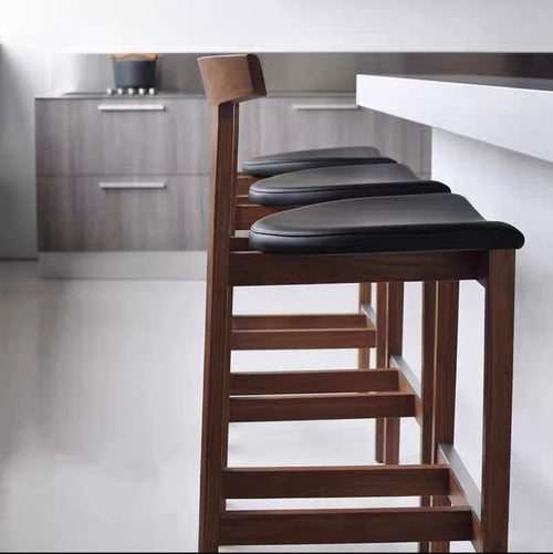 Japanese modern simple solid wood bar chair minimalist design bar high stool ash wood desk chair homestay dining chair