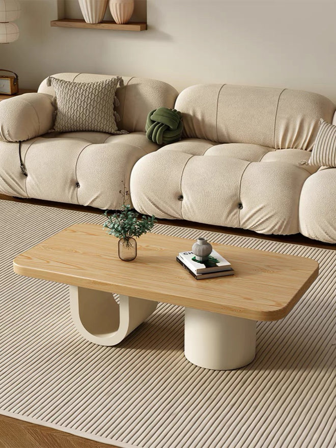 Nordic cream style designer oval solid wood coffee table living room household small apartment creative modern simple silenc