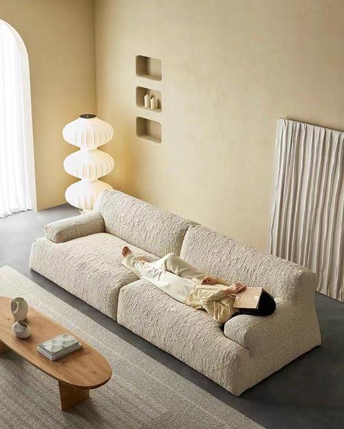 Nordic modern simple new small apartment three-person fabric sofa living room bedroom straight row light luxury quiet style design