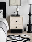 
Front view of Lume Nightstand – Modern two-tone bedside table with arched drawer fronts.