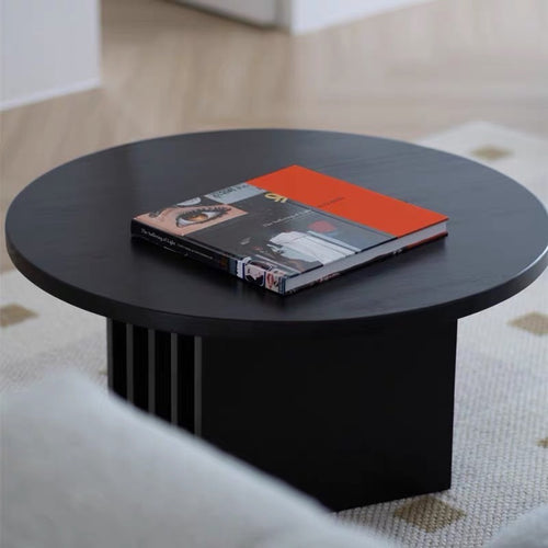 Lishey wind solid wood black coffee table living room household round table mediaeval log tea table small apartment designer