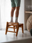 rattan braided solid wood small stool