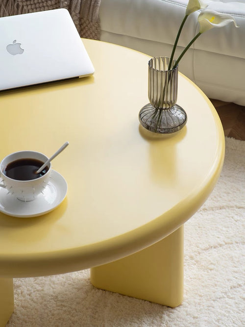 modern simple household oval tea table Nordic Memphis style small apartment living room yellow table