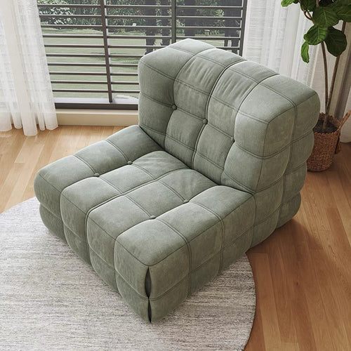 Kashima retro square sugar corduroy designer Yu Jifeng cafe living room lazy single sofa tofu block