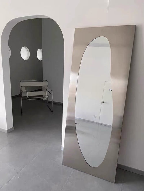 stainless steel floor mirror square simple photo beauty three-dimensional photo prop Internet celebrity photo mirror