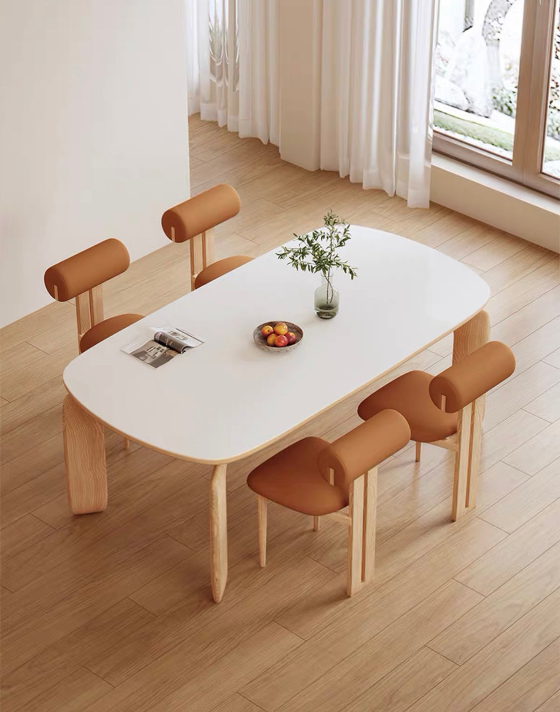 Wood and cream dining table hot sale