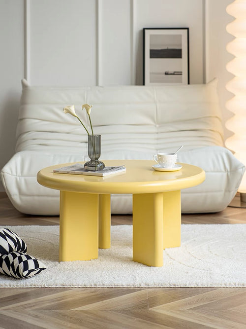 modern simple household oval tea table Nordic Memphis style small apartment living room yellow table