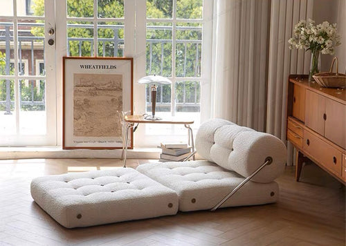 Nordic square tofu block lamb velvet fabric sofa small apartment living room