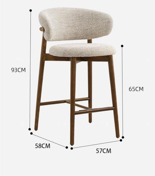 Elio curved backrest linen Bar stool