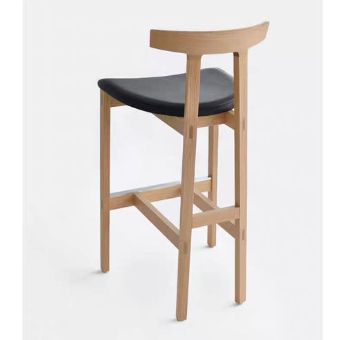 Japanese modern simple solid wood bar chair minimalist design bar high stool ash wood desk chair homestay dining chair