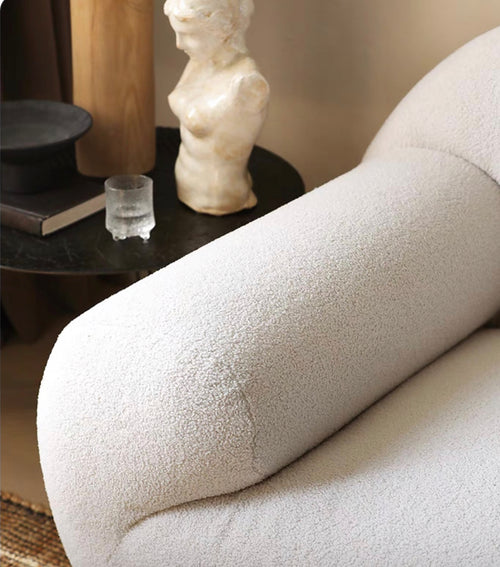 French retro silent wind/CRUZ cashmere fabric sofa/three-person milky white