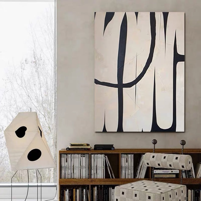 original hand-painted "Exile" Silent minimalist designer living room oil painting porch light luxury modern