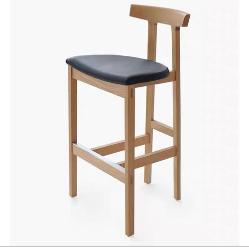 Japanese modern simple solid wood bar chair minimalist design bar high stool ash wood desk chair homestay dining chair